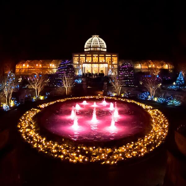 Holiday lights at Lewis Ginter Botanical Garden.