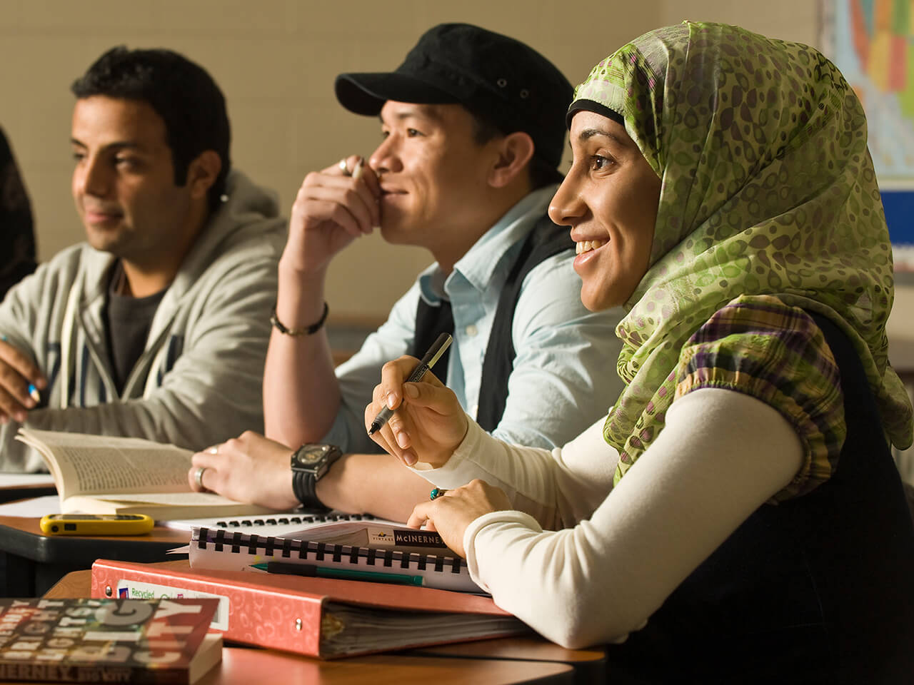 Group of international students in class
