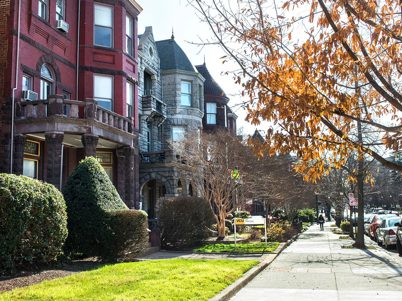 View of office buildings and houses on Franklin street