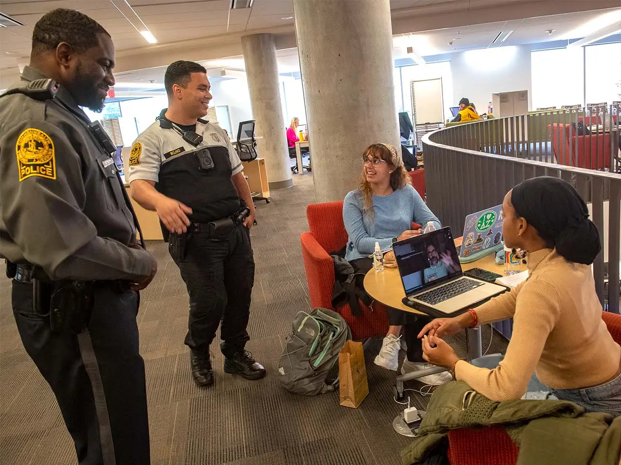 VCU police talking to students.