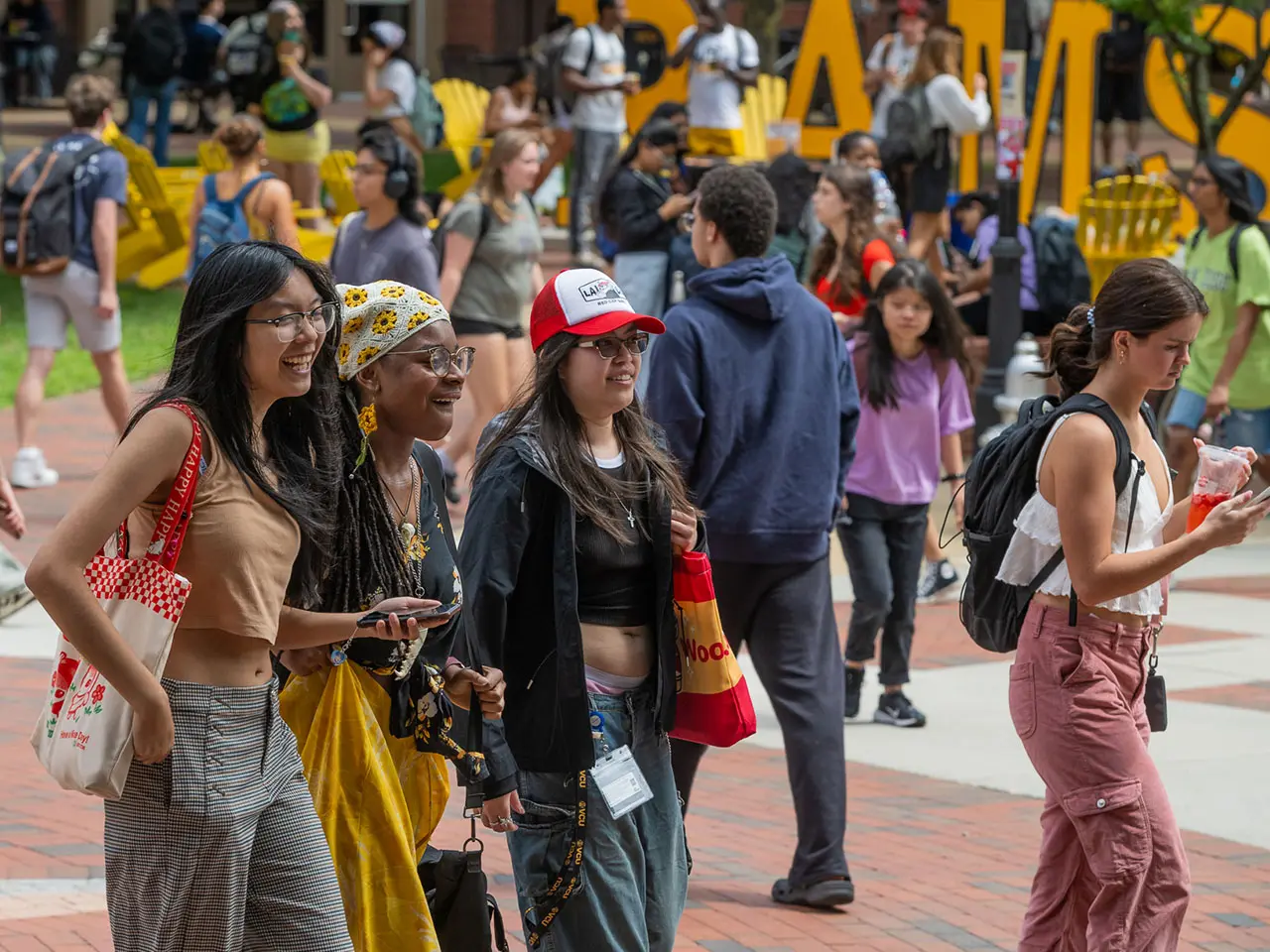 Group of students walking to class on the first day